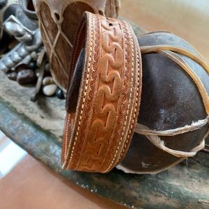 Vintage Leather Tooled Belt Unisex